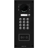 Вызывная вандалозащитная IP-видеопанель MTM с 1 кнопкой, кодонаборной клавиатурой и считывателем 3 модуля, цвет темно-серый CAME MKITVIP-31KRV